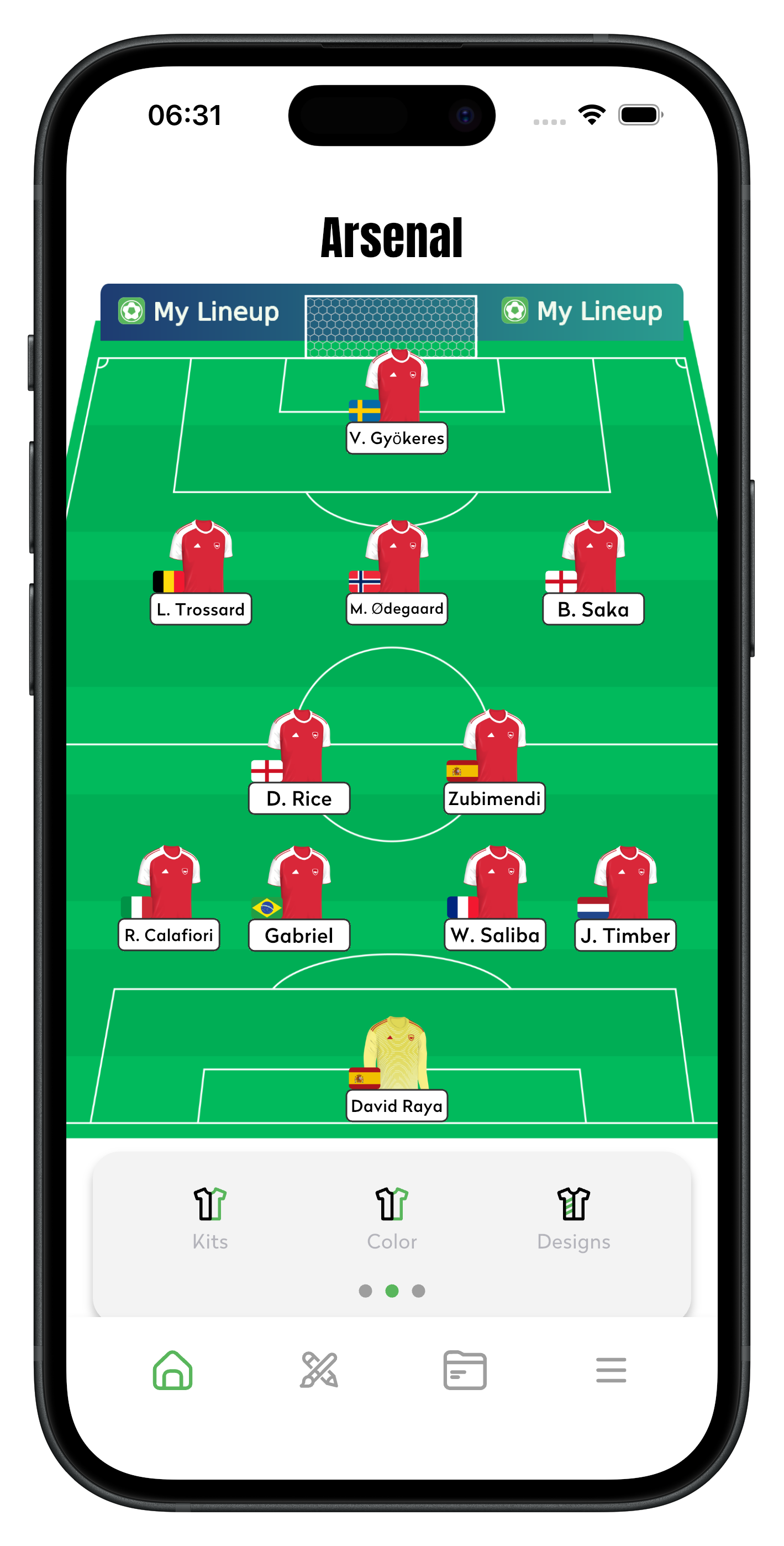 Predicted Arsenal starting XI in a 4-2-3-1, made with the My Lineup predicted lineup maker